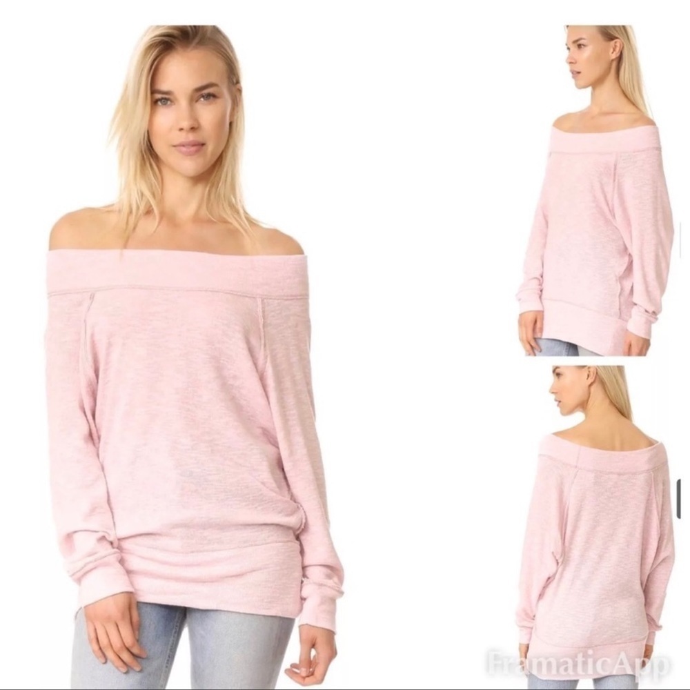 Free People We the People Light Pink Off the Shoulder Palisades Top Sizeβ¦